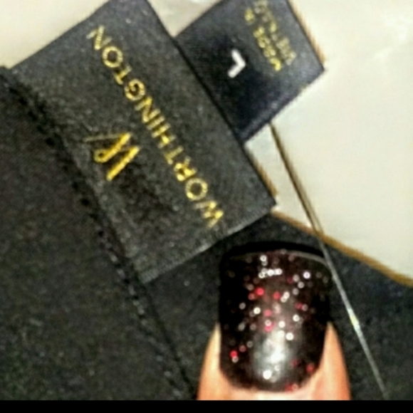 Worthington Top Size L Puff Sleeve High Low Shark Bite Stretch NWT - Picture 9 of 10